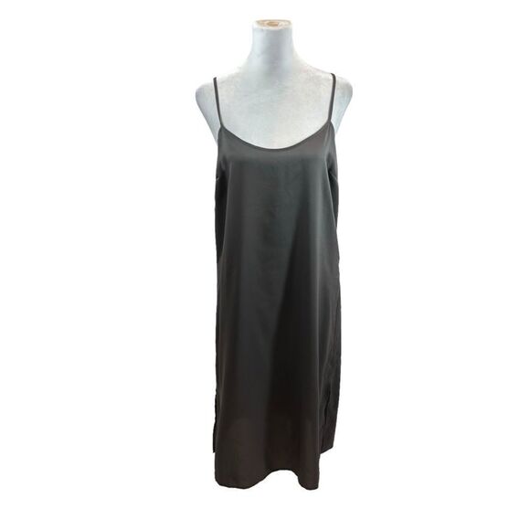 Ladies Club Monaco Brand 100% Silk Dark Grey Slip Dress Size 6 - Picture 7 of 14